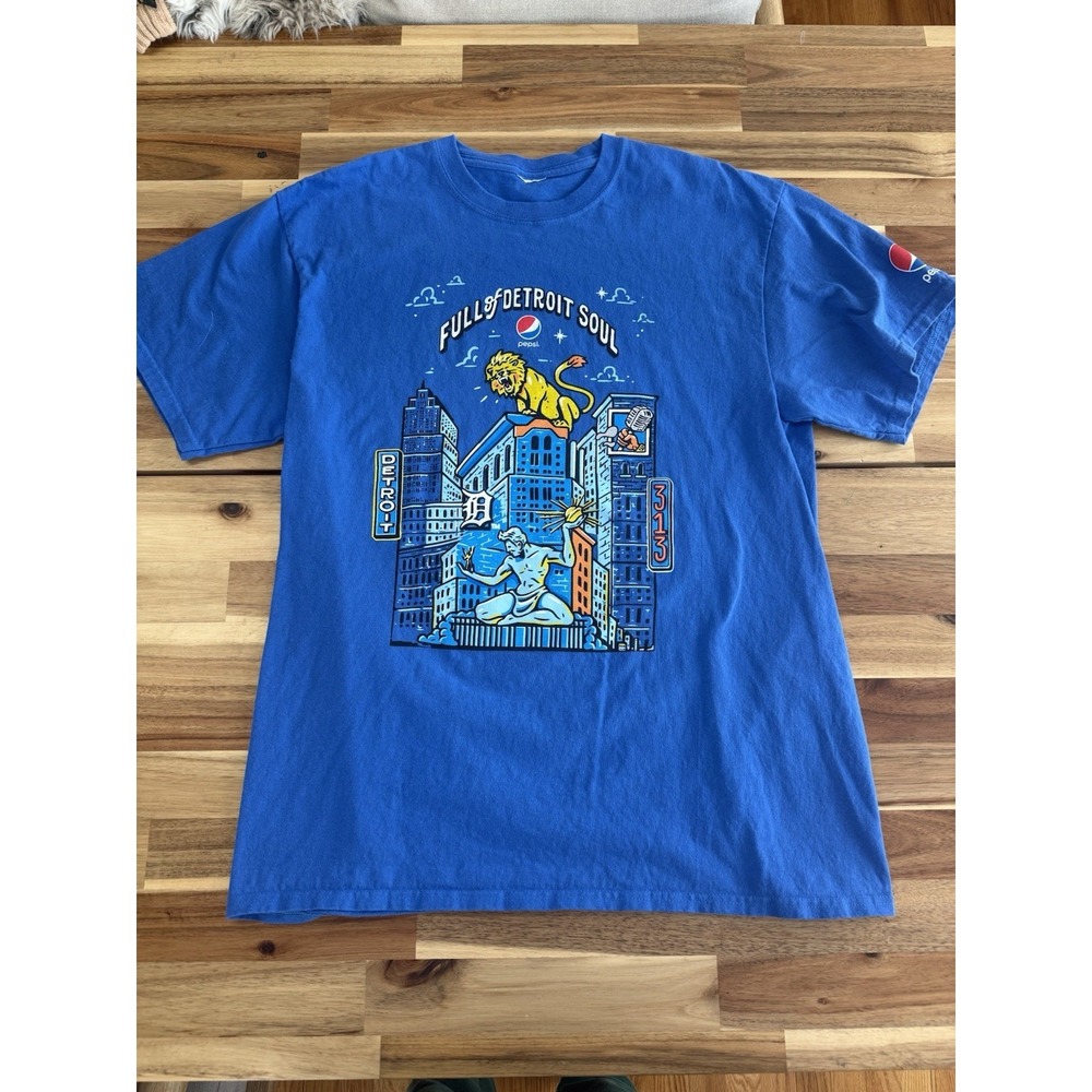 Pepsi Promo Employee Detroit Lions Shirt Vintage Tee Jared Goff Eminem Tigers